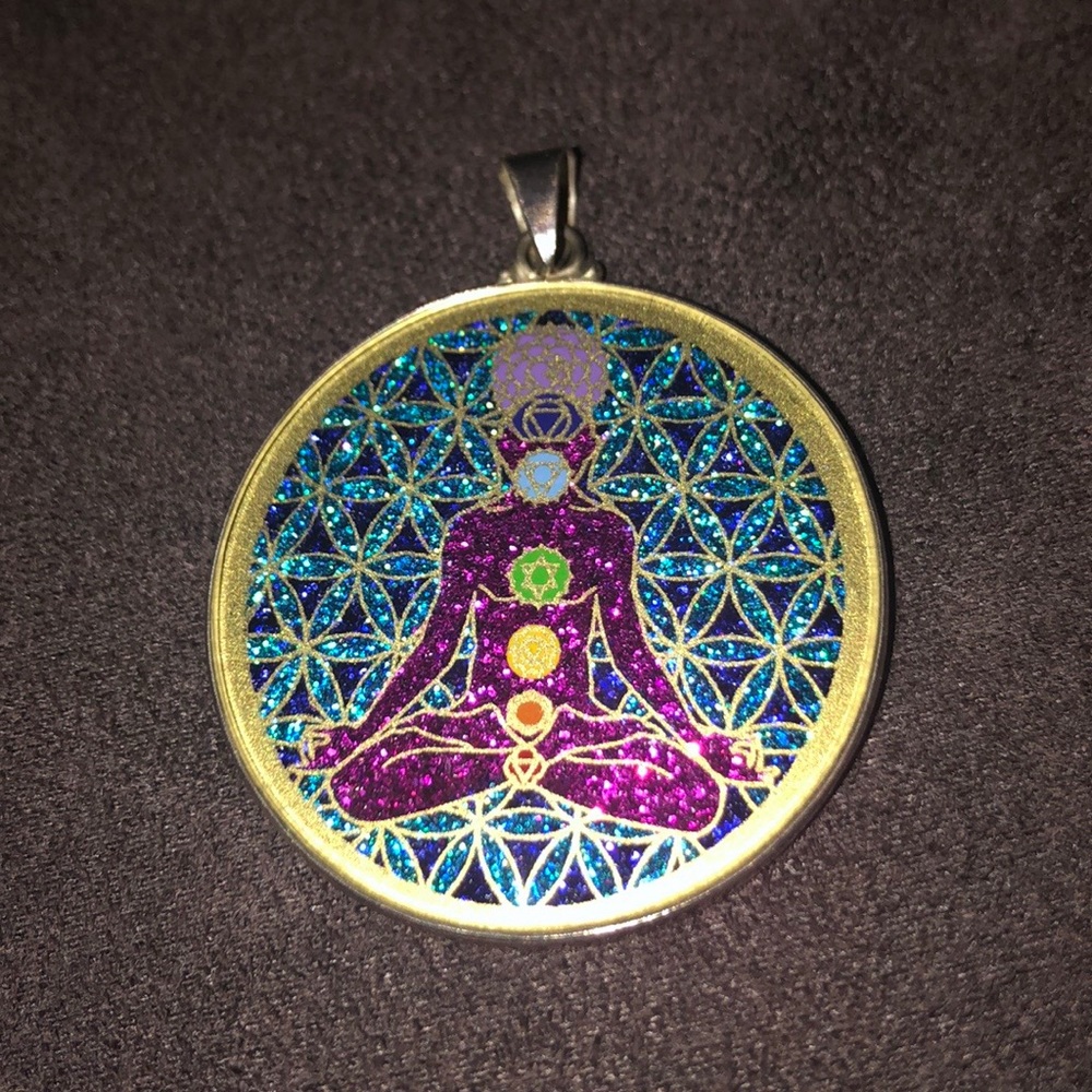 Chakra Acrylic and 925 Silver Pendant